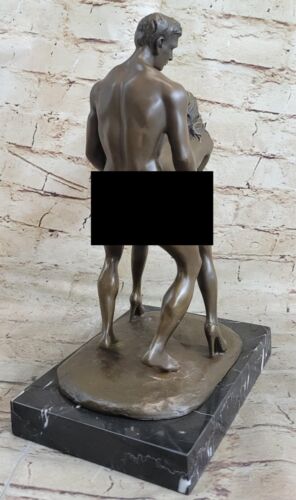 Figura de hombre y mujer hecha a mano desnuda de bronce genuino pareja obra de arte sexy - Imagen 3 de 5