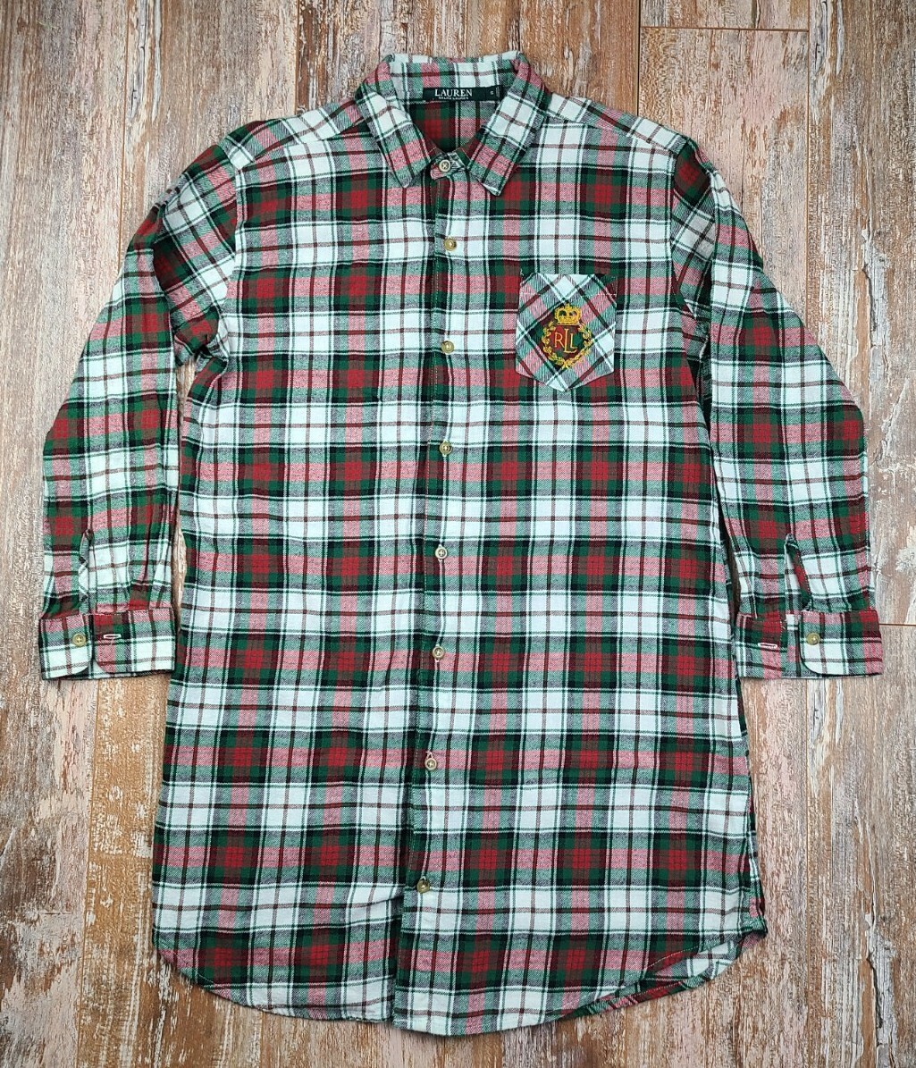 Lauren Ralph Lauren Plaid Flannel Sleep Shirt Embroid… Gem