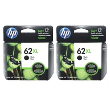 2psc HP 62XL Black Genuine Ink Cartridges In Retail Box