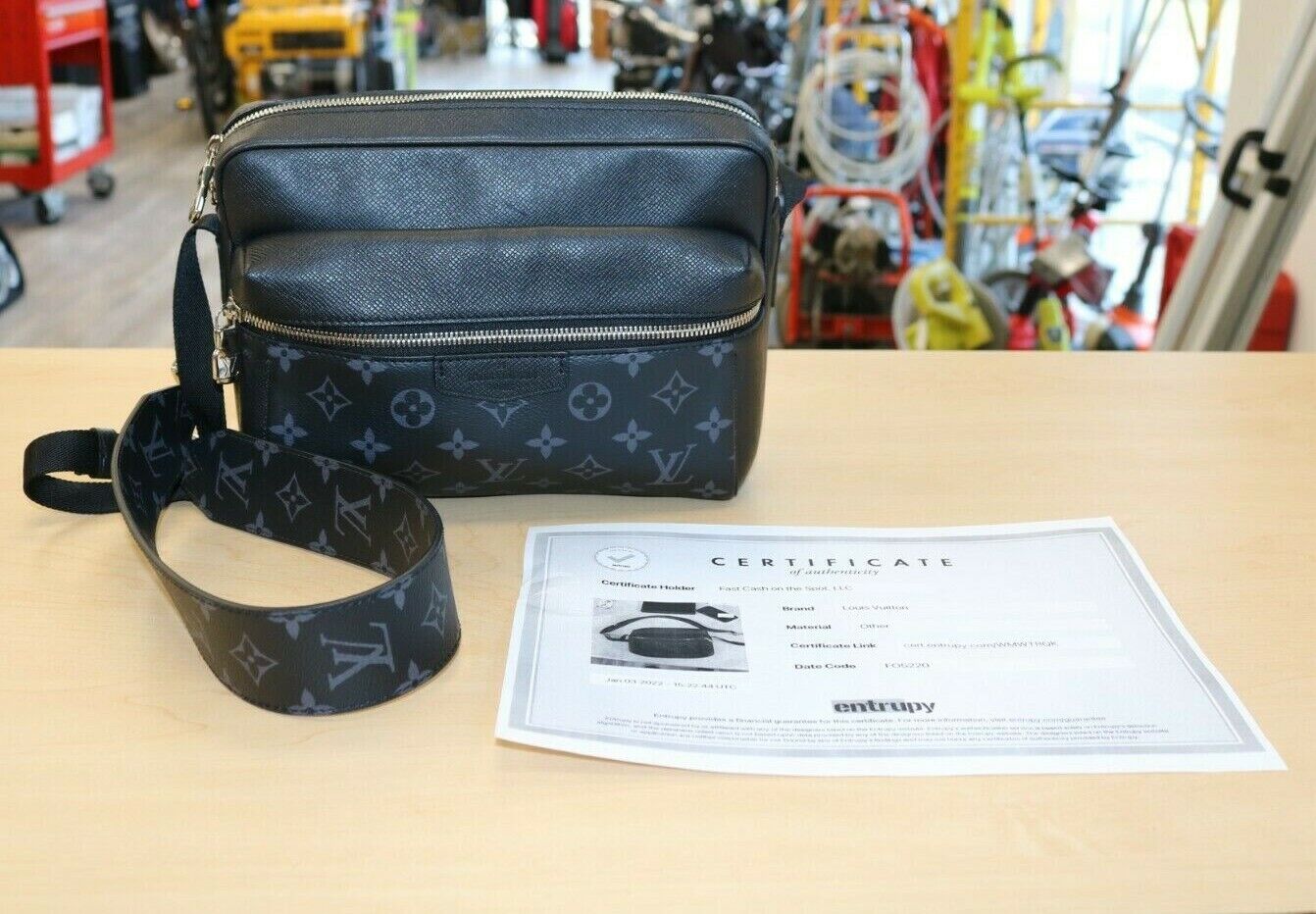 Louis Vuitton Taigarama Outdoor Messenger Bag Black Monogram *Pre-Owned* w/  COA