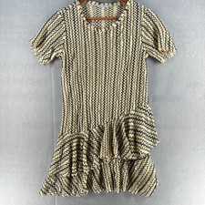 Zara Womens Dress Medium White Striped Ruffle Hem Beach Cover up Vocation Short