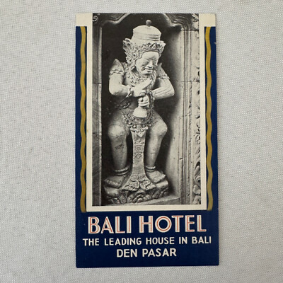 Vintage Hotel Travel Luggage Label Bali Hotel Den Pasar Indonesia