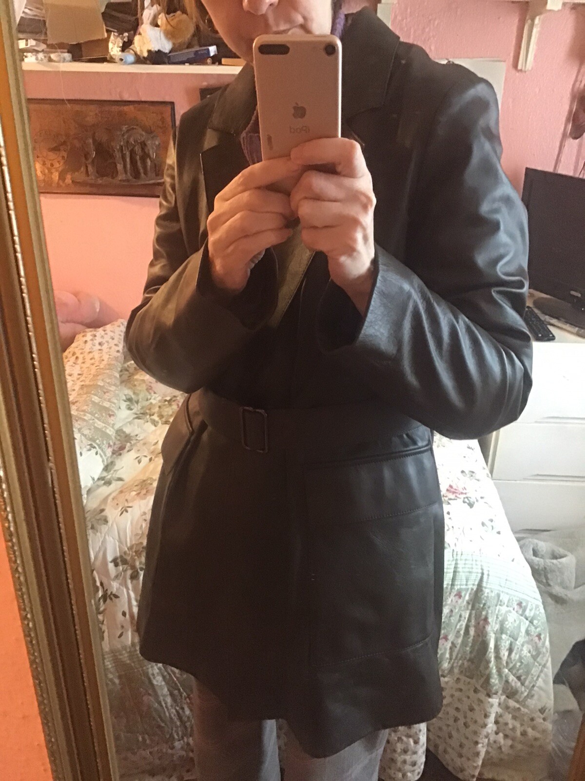 Rare Beautiful Designer Massimo Dutti Leather Coat- Fits Uk 12 image 9