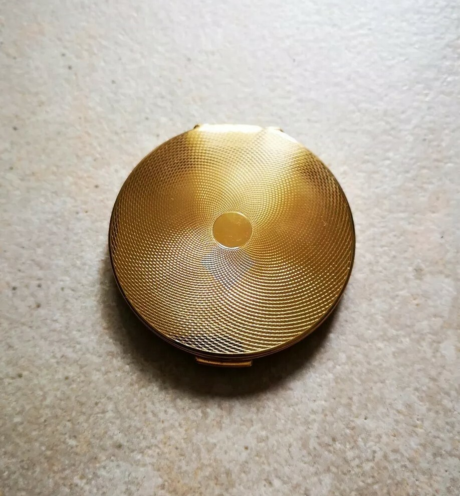 Poudrier Vintage Doré - Style Rétro Avec Miroir - Parfait Pour Le Maquillage Nomade
