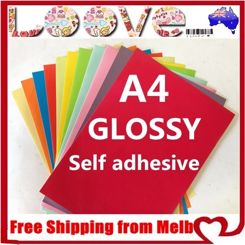 40x A4 Colour Glossy Self Adhesive Sticker Paper Sheet Label Laser Print Office