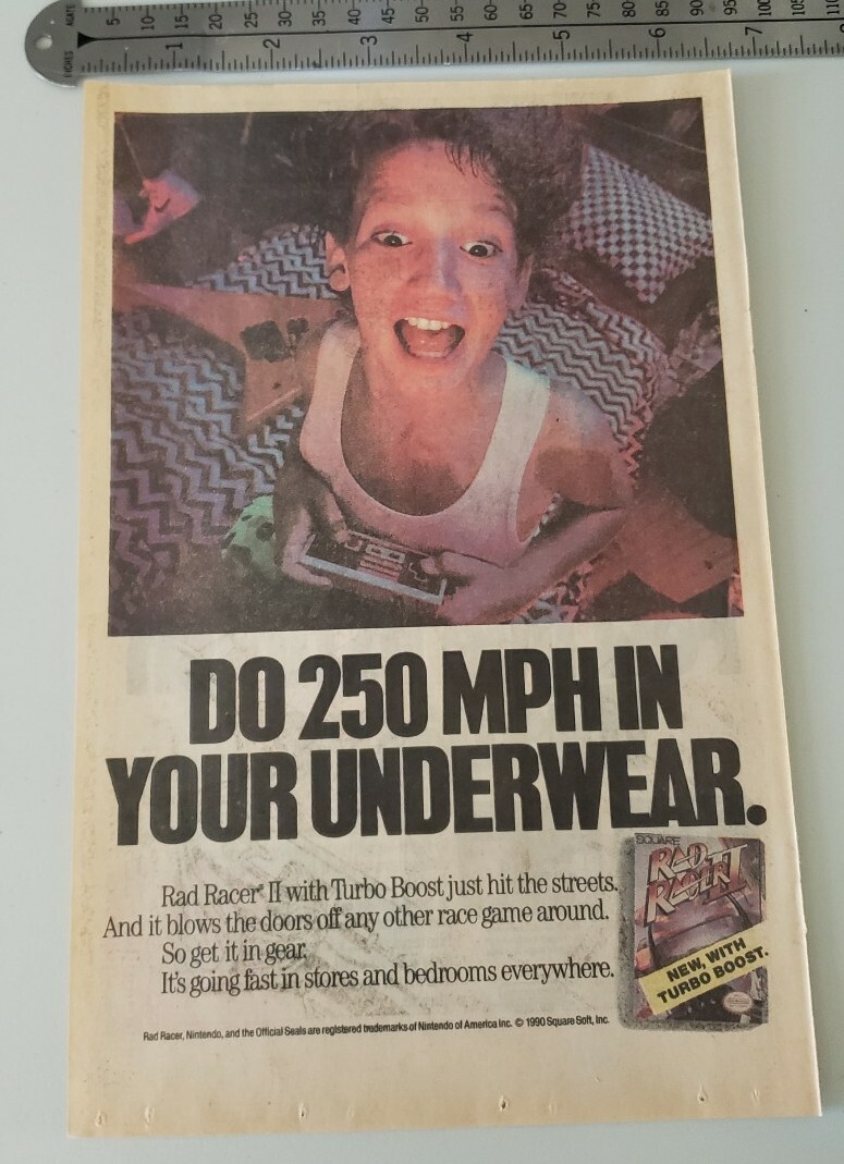 Rad Racer II Rare Nintendo Advertisement 1990