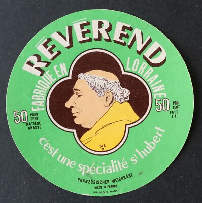 Käseetikett REVEREND Lothringen St Hubert Cheese Label 33