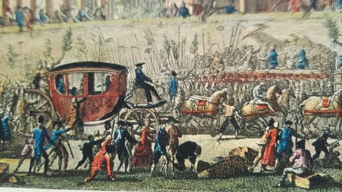 Litografia colori LE ROI ARRIVANT A PARIS Rivoluzione Francese Prieur Berthault - Foto 5 di 5