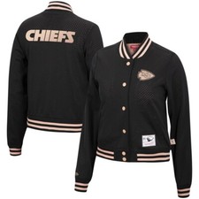 New NFL Mitchell  Ness Womens Kansas City Chiefs Mesh Button Up Jacket.