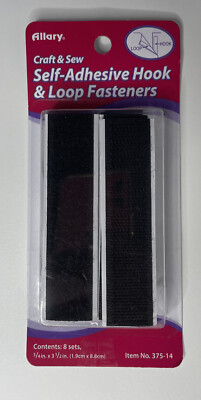 Sticky Back Tape 8 Sets Self Adhesive Hook Loop Fasteners Craft & Sew Strips NIP