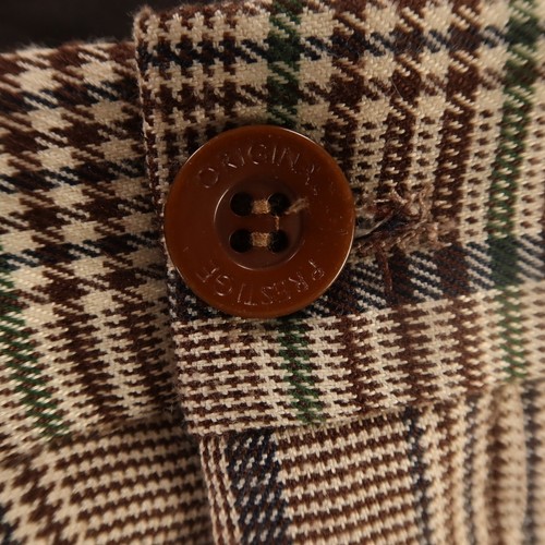 Prince of Wales Check Pants Mens 40 Brown Green Polyester Slacks 40x34 - Picture 3 of 9