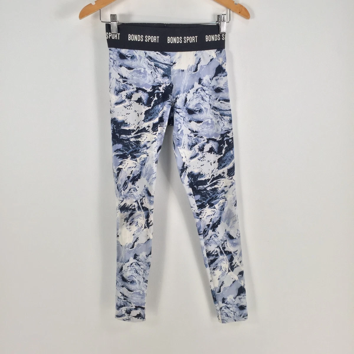 Bonds womens fitness leggings size S blue geometric stretch skinny