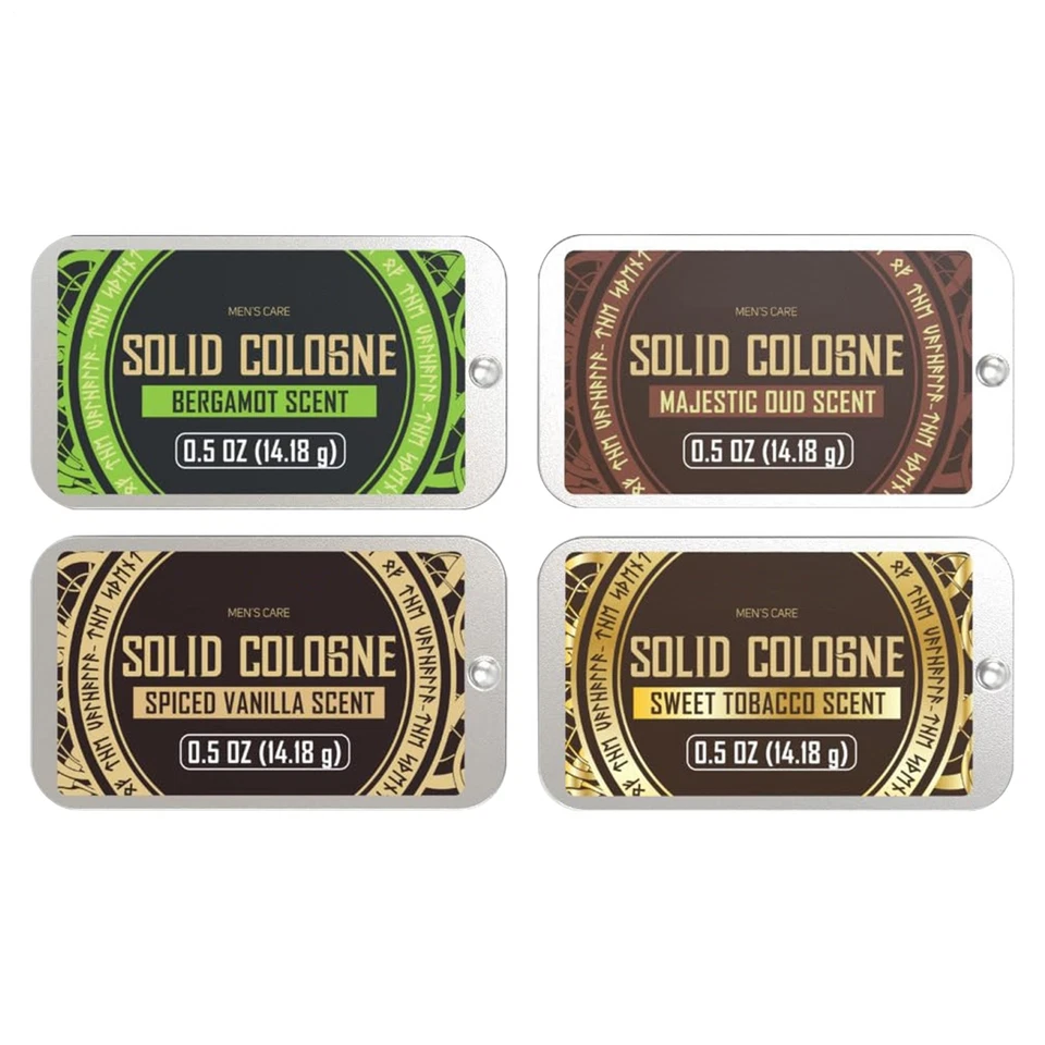 4 piezas Colonia maciza para hombres 0,5 OZ - Perfume con madera de cedro, salvia, vetiver Foto 3 de 4