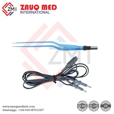 Sillicon European Bipoler Cable With European Reusable Bayonet Forceps 20cm