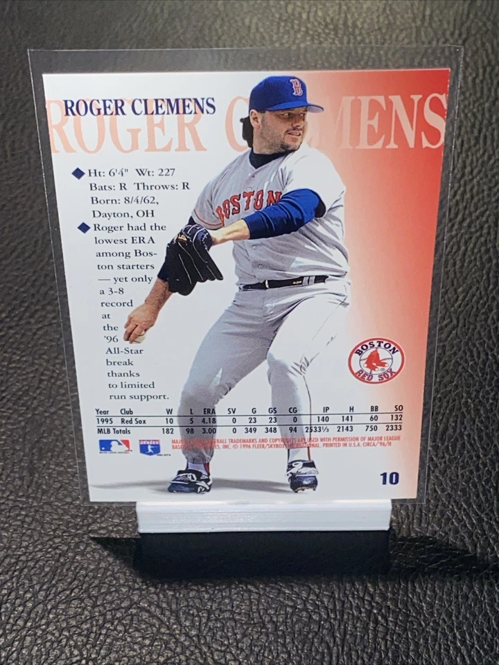 1996 Circa #10 Roger Clemens Boston Red Sox NM - Image 2 of 2