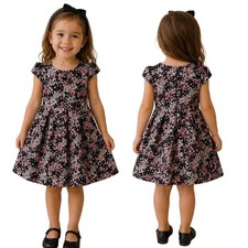 Janie and Jack Girls Floral Jacquard Fit  Flare Holiday Dress Size 3