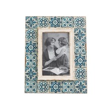 Sass & Belle Mediterranean Mosaic Photo Frame Blue White Standing 6x4