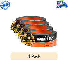 4 pack Gorilla 30 Yard Black Tough Duct Tape Single Roll, Pack of 1