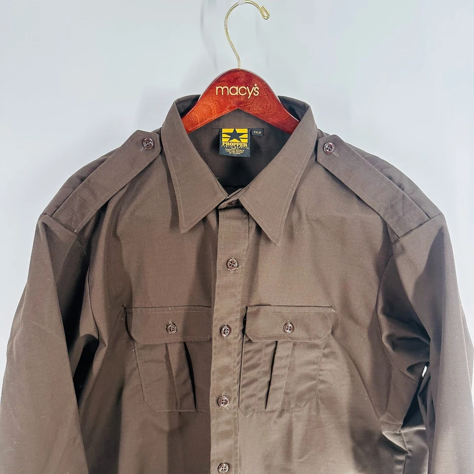 Uniforme de trabajo de seguridad pública Propper manga larga camisa táctica marrón talla 2XL Foto 3 de 4