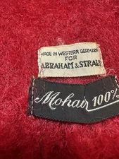 Abraham & Straus 100% Mohair Scarf Red Raspberry  Made In Western Germany 44x8”