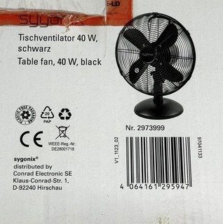 Sygonix Tischventilator 40 W Schwarz Oszillierend B Ware neuwertig 🔥