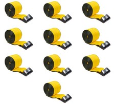 10pk Winch Straps 4x 20 Yellow Heavy Duty Tie Down Wflat Hooks Wll 5400 Lbs