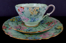 Art Deco/Vintage Tea Set Trio.Shelley Melody Chintz.Henley shape.VGC