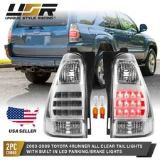 All Clear Lens Red LED Tail Light Set (L+R) For 03-09 Toyota 4Runner SR5 / Sport