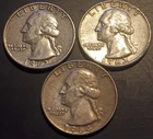 (3) Silver 1960's Washington Quarters (1962-D, 63-D, 64-D)--True Auction!