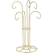 6 Arm GoldToned Ornament Stand 12x6x6 Inch Metal Display Holder Rack Decor