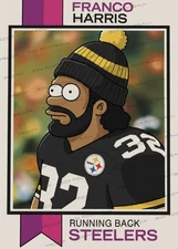 Franco Harris Homer's Heroes Simpsons 1973 Rookie Custom Trading Card Steelers