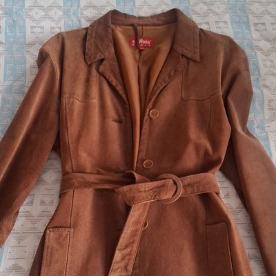 S. Oliver Brown Belted Trench Coat Women Button Pockets Size 40