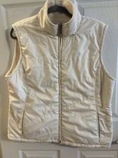 Izod Women's Fleece Lined Vest Size XL Zip Up Ivory