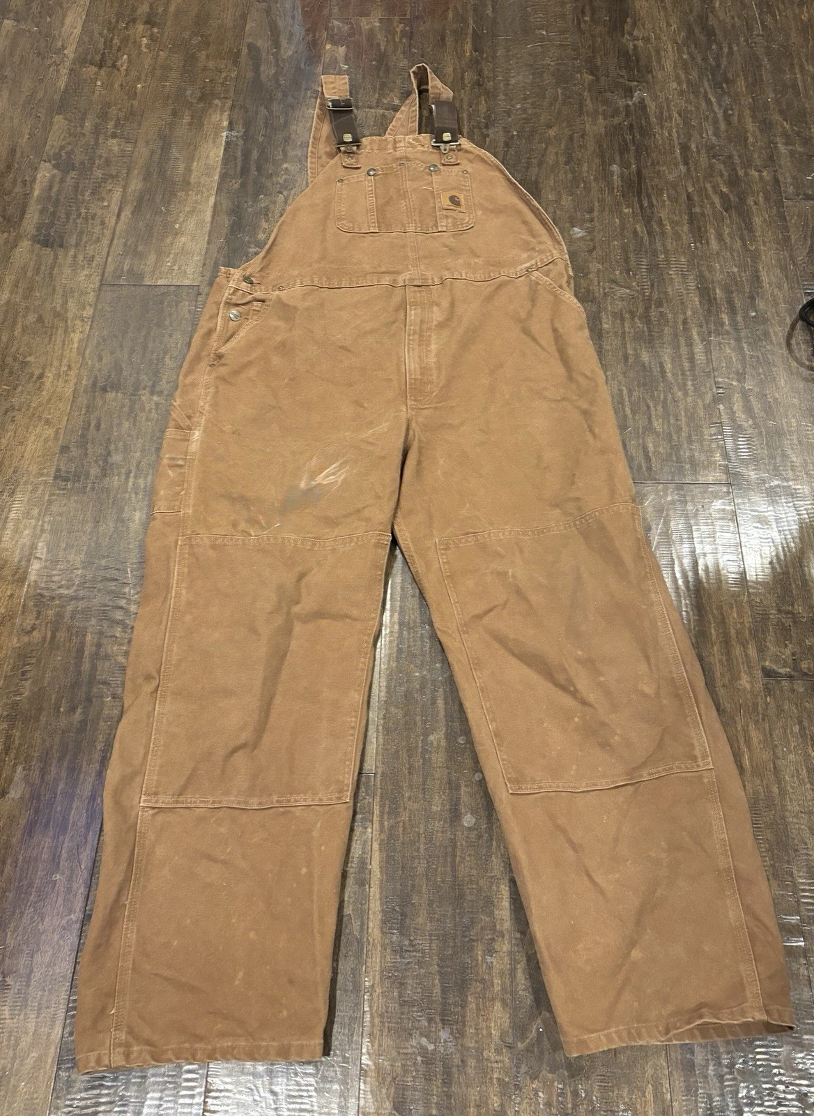 Carhartt Bib Overalls Men’s 46x32 R08 Duck Canvas Double Knee Work