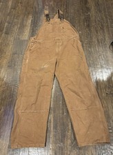 Carhartt Bib Overalls Men's 46x32 R08 Duck Canvas Double Knee Work