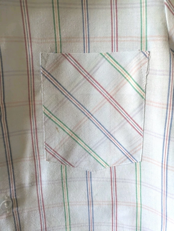 Boys BHS Vintage  Short Sleeve  Blue  Check  Shirt  height 128 cm 11.5 collar  - Image 4 of 4