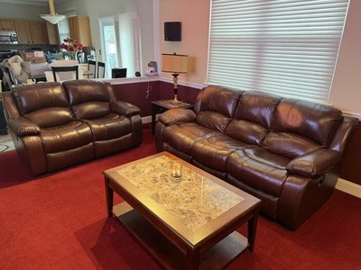 BRYANT LEATHER POWER RECLINING SOFA, LOVESEAT, LIFT TOP COFFEE & CORNER TABLES