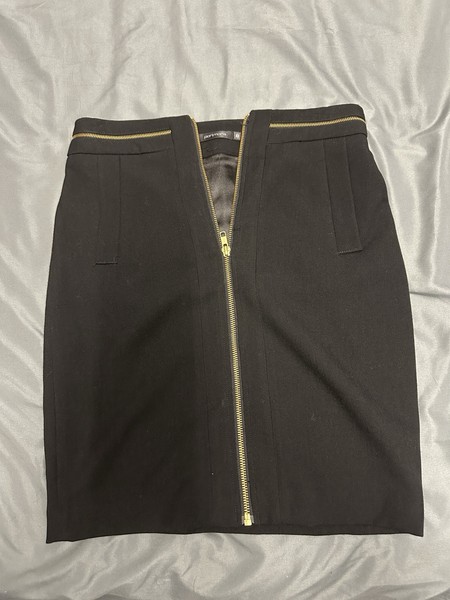 Seed Heritage Skirt Womens XS Black Textured Midi Pencil Wrap Front Slit