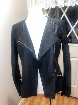 VEDA Max Classic Black Leather Moto Jacket Sm Biker Punk Asymmetrical Zip NWOT