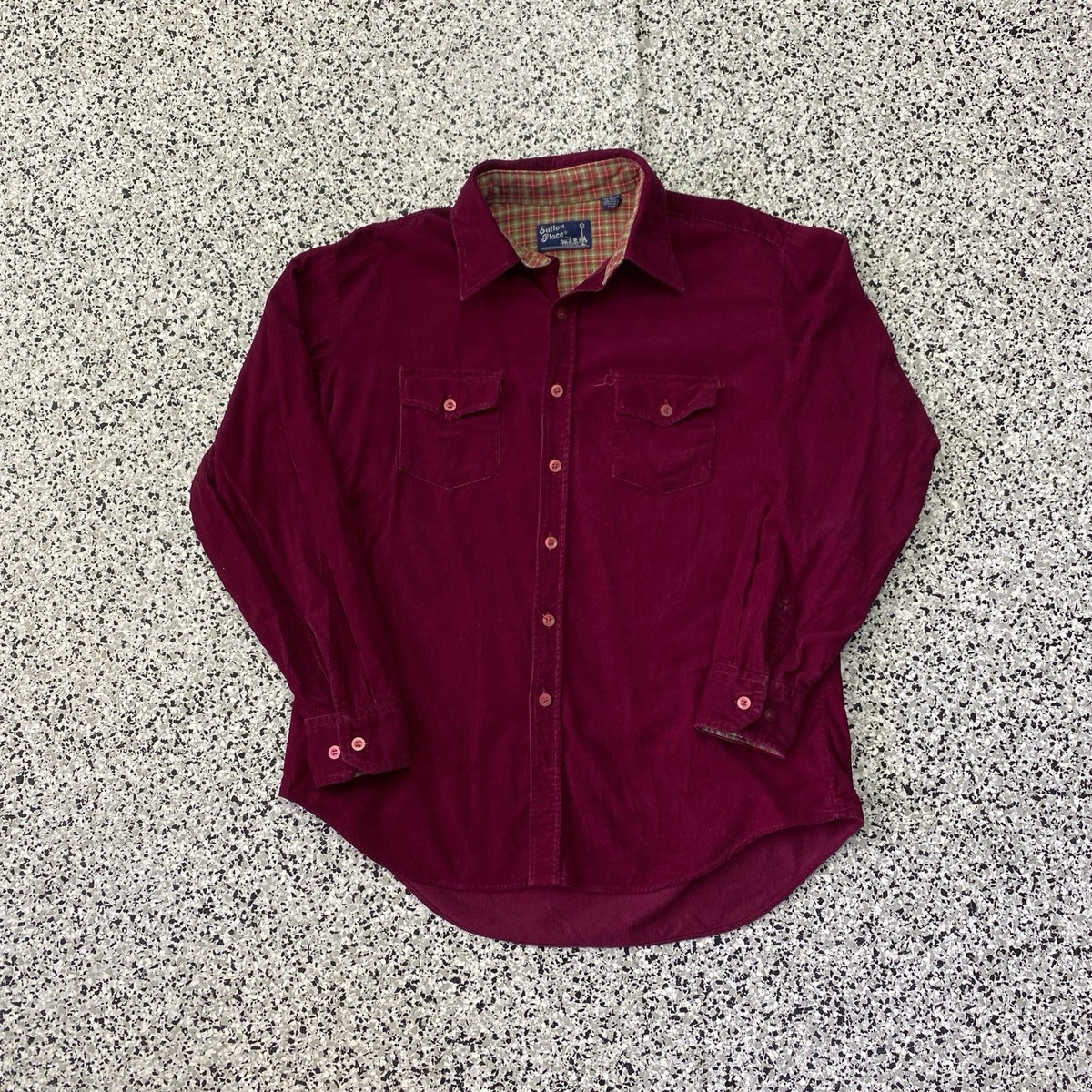 Vintage Sutton Place Button Down Red Corduroy Long Sleeve L Men’s