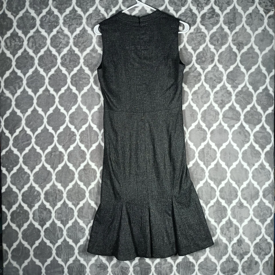 Vestido Zac Posen Talla 6 Gris Tweed Mezcla Lana Sin Mangas Funda Seda Forrado Elegante Foto 3 de 4