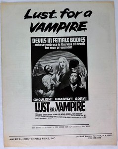 NM Vintage LUST FOR A VAMPIRE 14"X11" Pressbook (1971) -Yutte Stensgaard- HUBBA!
