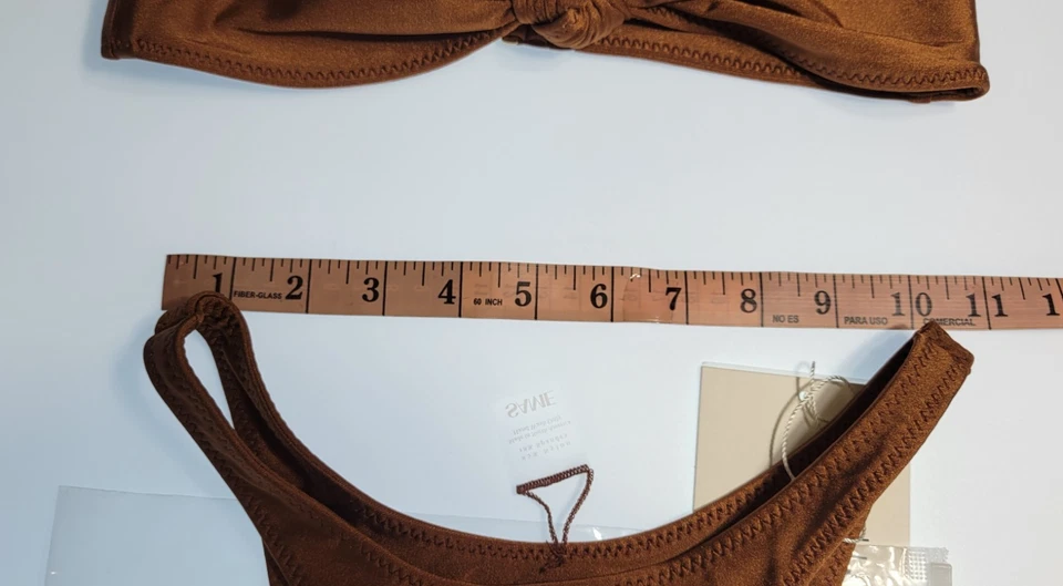 MISMO Conjunto de Bikini de Natación Los Angeles 2 Piezas Sin Tirantes Parte Superior Parte Inferior de Weist Marrón Talla Xs Foto 3 de 4