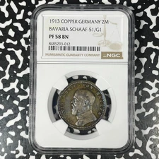 1913 Germany Bavaria 2 Mark Karl Goetz Pattern NGC PR58BN Lot#G1311 Proof!