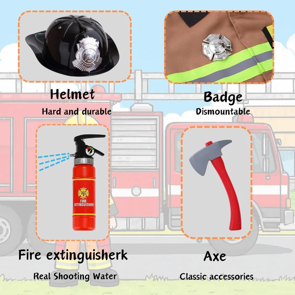 Детский костюм пожарного комплект - для мальчиков девочек пожарный наряд возраст 6-7 - Изображение 4 из 4
