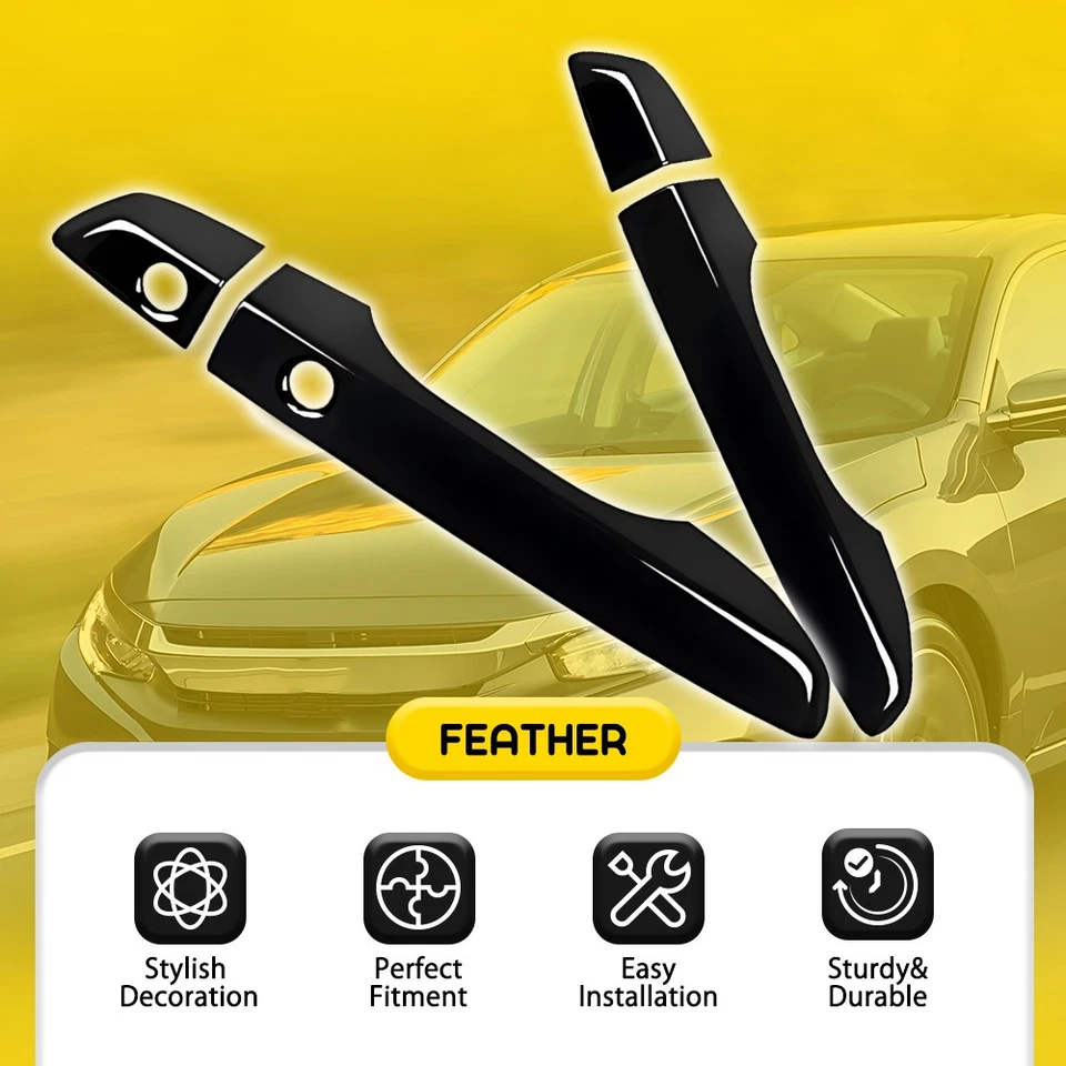 Cubierta de manija de puerta negra brillante para Honda Civic 10th 16-21 sedán/hatchback 4-20X Foto 3 de 4