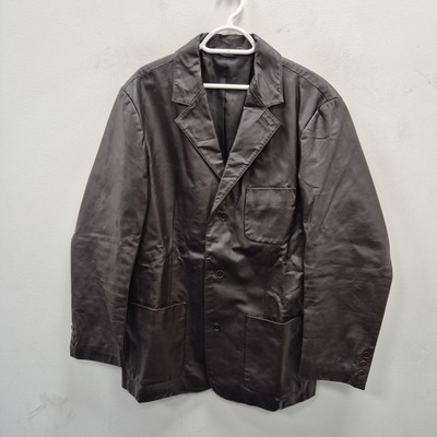 Gap Vintage dunkelbraun Leder einreihig Sport Blazer Mantel Jacke Größe Large