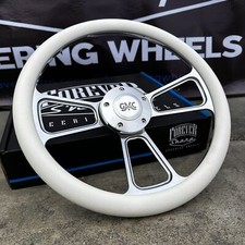 14 Billet Steering Wheel For Chevy Gm Ford Dodge - White Wrap Gmc Retro Horn