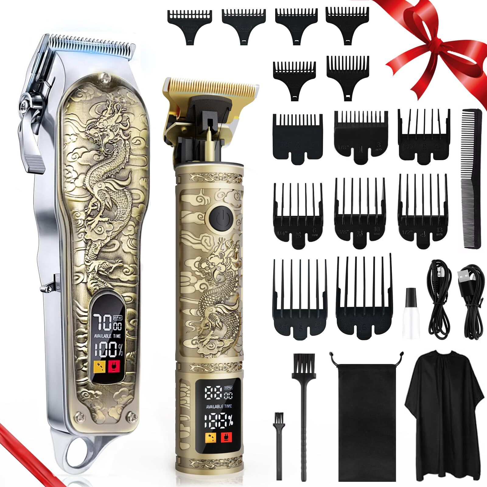 Professional Hair Clippers and Trimmers Set for Men, Cordless Rechargeable Ha...
