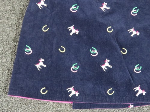 Lily Pulitzer Corduroy Wrap Skirt Girls 10 Blue Pink Reversible Horses - Picture 3 of 11